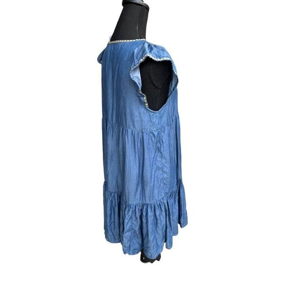 Tommy Bahama Women's Blue Boho Embroidered Tassel Tiered Tencel Dress Size Small - Picture 7 of 15